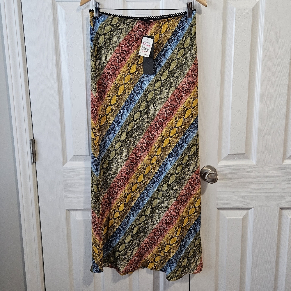 NWT Know.One.Cares Women's Pull-On Maxi Snake Print Slip Skirt Size L